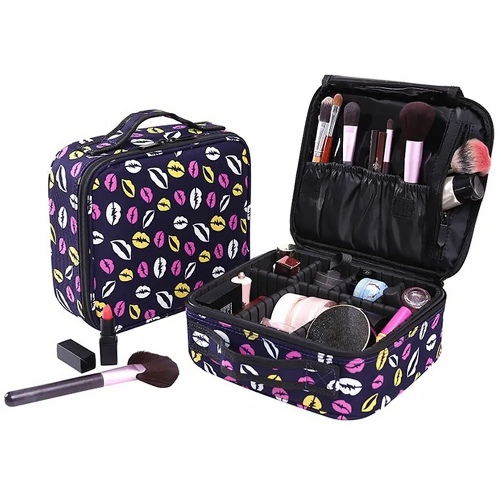 Women Waterproof Travel Makeup Bag Professional Removable Compartment Rose Storage Portable Small Red Lips Case Cosmetic | Красота и