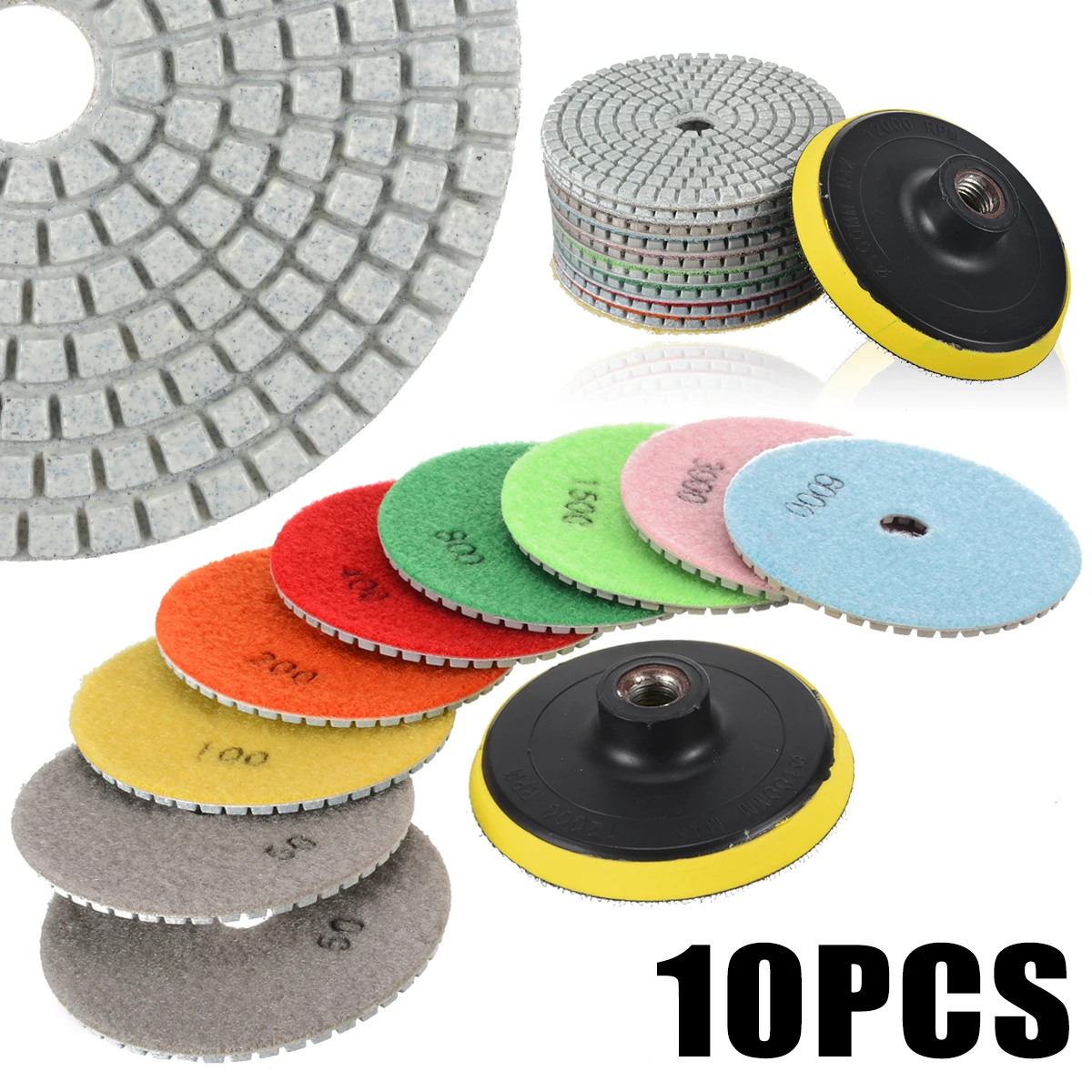 

10Pcs 4''/100mm Polishing Wheels M14 Diamond Polish Pads for Lapping Grinding Stone Concrete Ceramics Marble