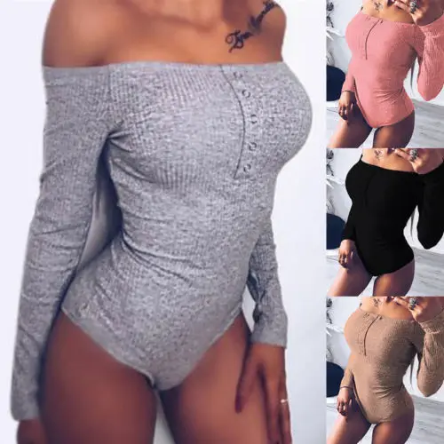 

Womens Long Sleeve Scoop Neck Bodysuit Leotard Ladies Body Top T-shirt bodysuits Overalls catsuit for women