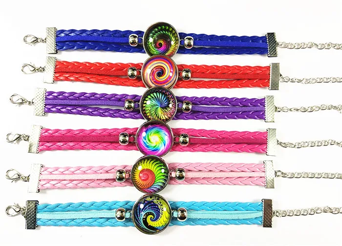 Jiangzimei24pc Bandanna Mandala Flower Glass Cabochon Bracelets Paisley Leather Charm bracelet for women | Украшения и аксессуары