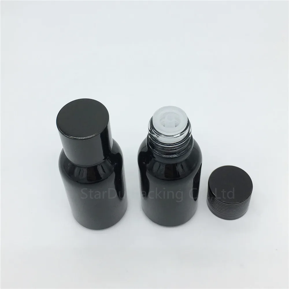 

480pcs 15ML Black Glass Bottle Serum Container 15cc Vial Essential Oil Bottle With Black Screw Cap Perfume Bottles