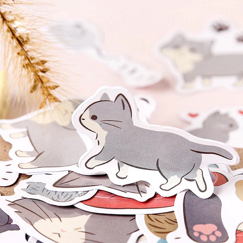 45 шт./кор. милый кот мультфильм животных бумажная наклейка украшение diy Дневник