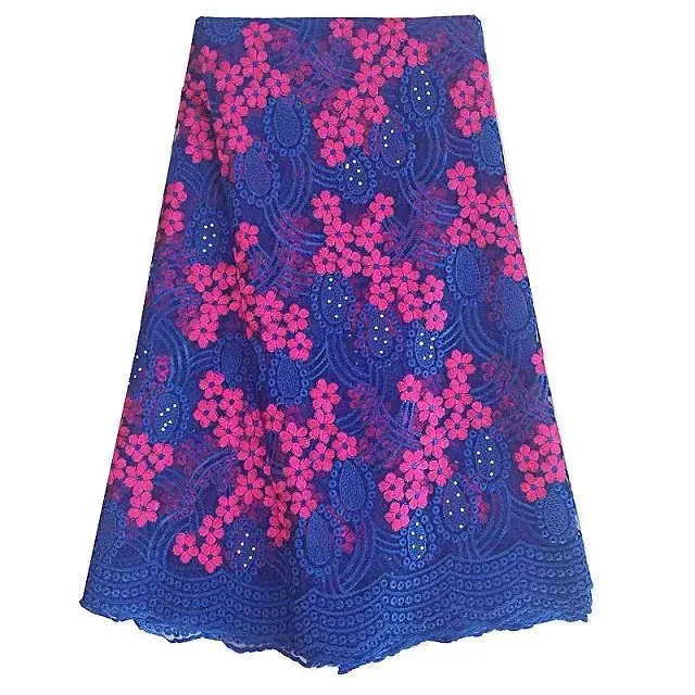 Royal blue Best качества в африканском стиле Кружево Ткань желтый швейцарская вуаль Кружево высокое качество Emboridery хлопок французский сетки Кружево Ткань Материал - Цвет: Royal blue