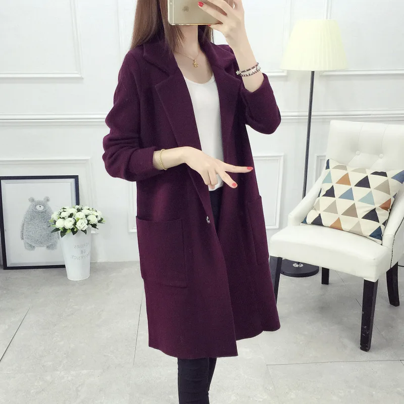 HF8291 Dark purple H. SA, зимние женские длинные кардиганы, пальто, повседневная трикотажная куртка, пальто, свитер, женское пончо, Рождественский свитер, кардиган, Feminino - Цвет: HF8291 Dark purple