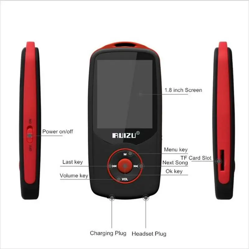 Оригинальный RUIZU X06 Bluetooth4.0 MP3 Плеер 1 8 дюймов Экран 80 час высокое качество звука