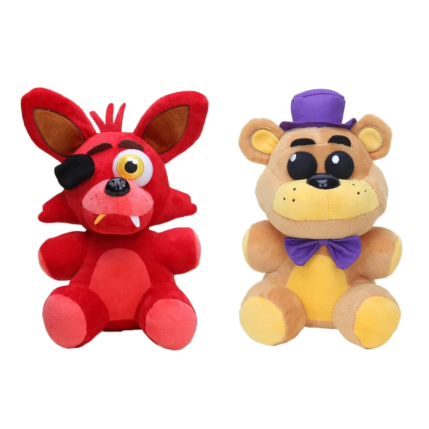2 шт./компл. FNAF плюшевые 25 см пять ночей у Фредди сестра место красный Foxy тень Золотой Фредди плюшевый медведь игрушки куклы для детей Подарки - Цвет: foxy purple hat