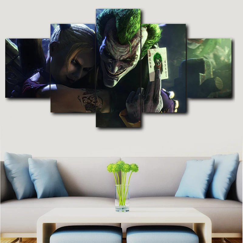 5 фильмов Бэтмен Аркхэм город плакат с джокером украшение дома холст печать