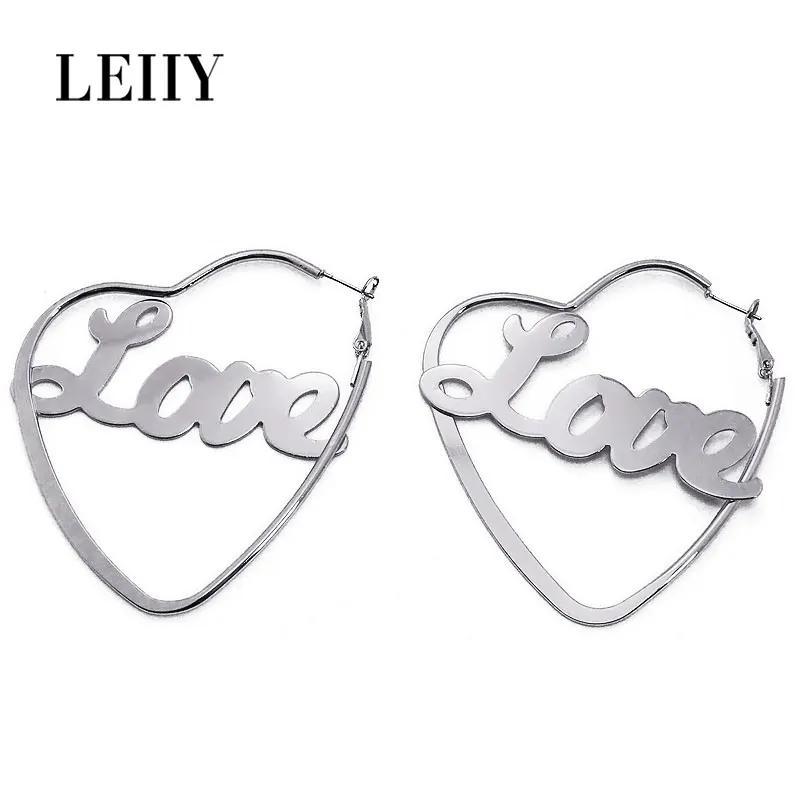 LEIIY Новый Дизайн Уникальный Золото/Серебряное сердце серьги обруча для Для