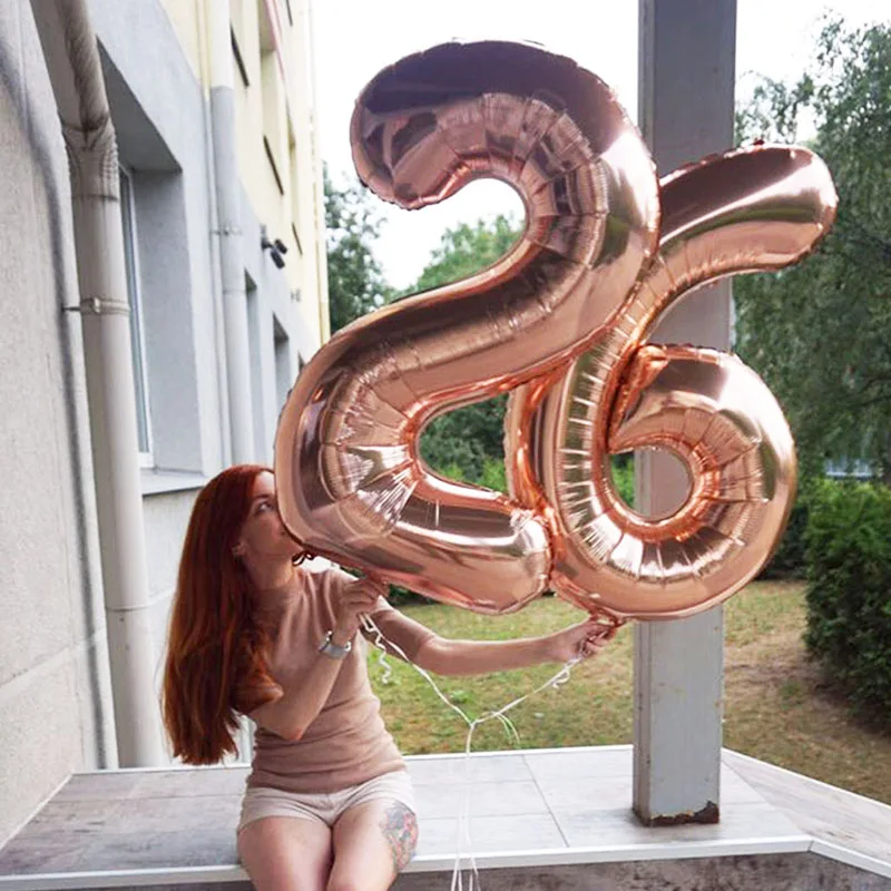 Большие размеры 32-40 дюймов Количество воздушных шаров Baby Shower гелиевый воздушный шар из фольги цвета: золотистый, серебристый Розовый и красный цвет синий цифр Globos День рождения свадебное воздушный шар