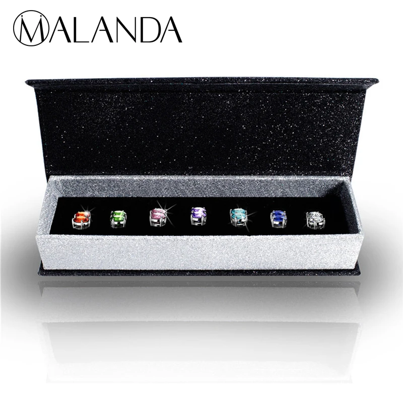 MALANDA Марка Циркон серьги пирсинг для Для женщин 7 пар Круглый Кристалл от Swarovski