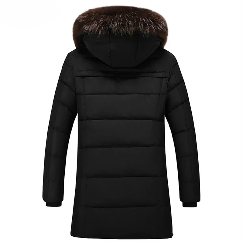 Covrlge Winter New Men Parkas 2019 Fashion Casual Medium Long Fur Hooded Cotton Coat Warm Big Size 4XL Outerwear Red MWM081