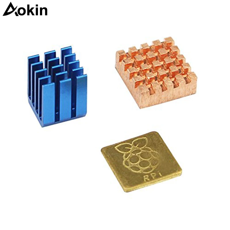 

For Raspberry Pi 3/2 Model B Heat Sink 1 Aluminum + 2 Copper With Logo real thermal conducting tape Cooling Heat Sink
