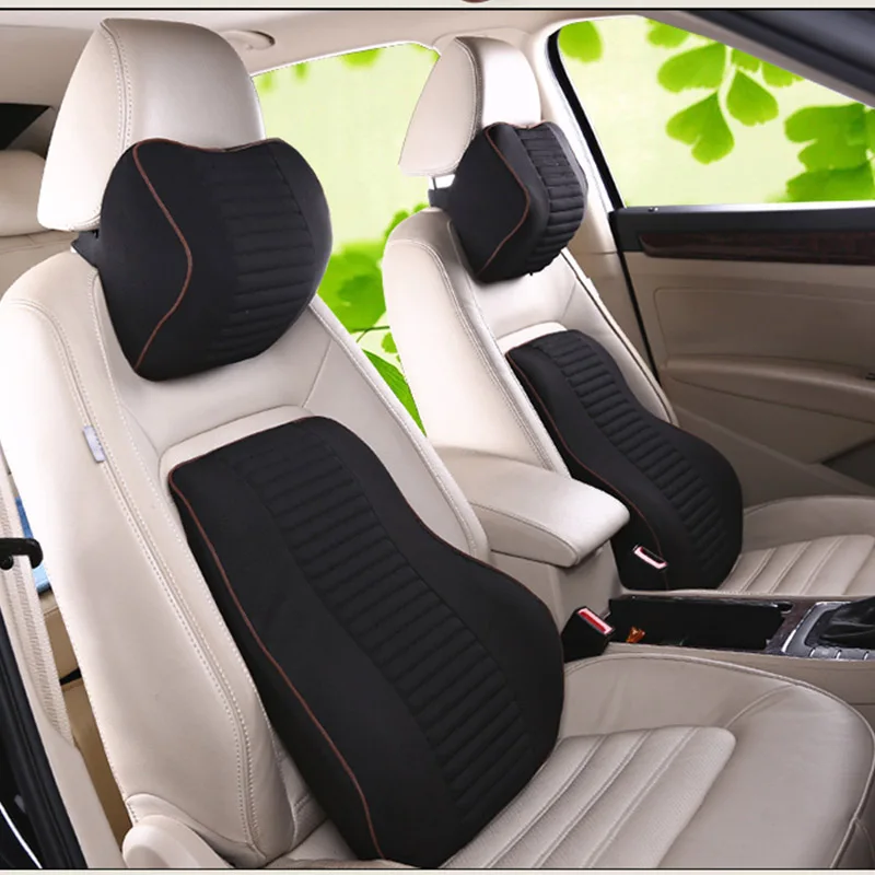 

Подушка для автомобильного подголовника из пены с эффектом памяти, кожаный набор с вышивкой для крепления спины, регулируемая Автомобильна...