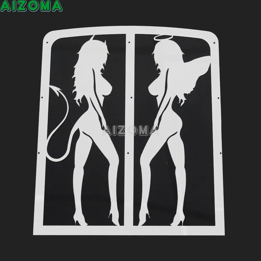 For Yamaha Banshee ATV Chrome Angel and Devil Radiator Grille Water Cooler Grill Cover Protector Guards 1987-2009 2010 11 2012 |