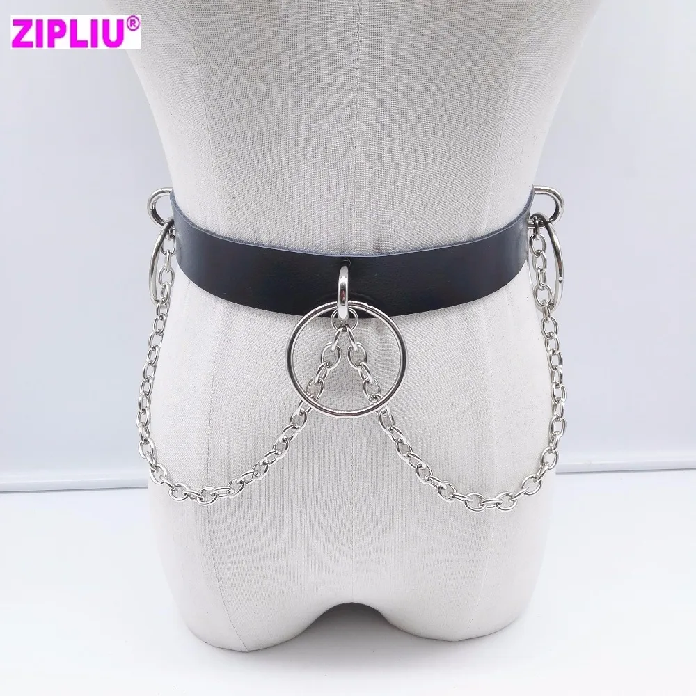Для женщин пикантные кожаные пояс ручной Стад Панк связывание гот серебристого