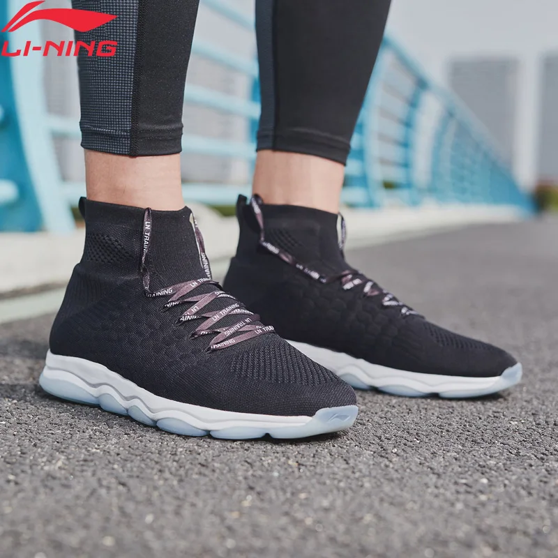 Li-Ning/Мужская Спортивная обувь без ограничений на подушке; однотонная трикотажная дышащая спортивная обувь с высоким вырезом; AFJN009 YXX042