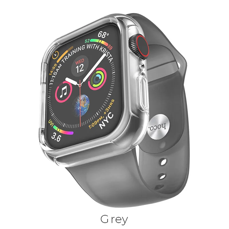 Серый Прозрачный силиконовый ремешок для Apple Watch 44 мм 42 мм iWatch 4 ремешок 40 мм 38 мм с ТПУ чехол спортивный ремешок подходит для Apple Watch 4 3 - Цвет ремешка: Серый