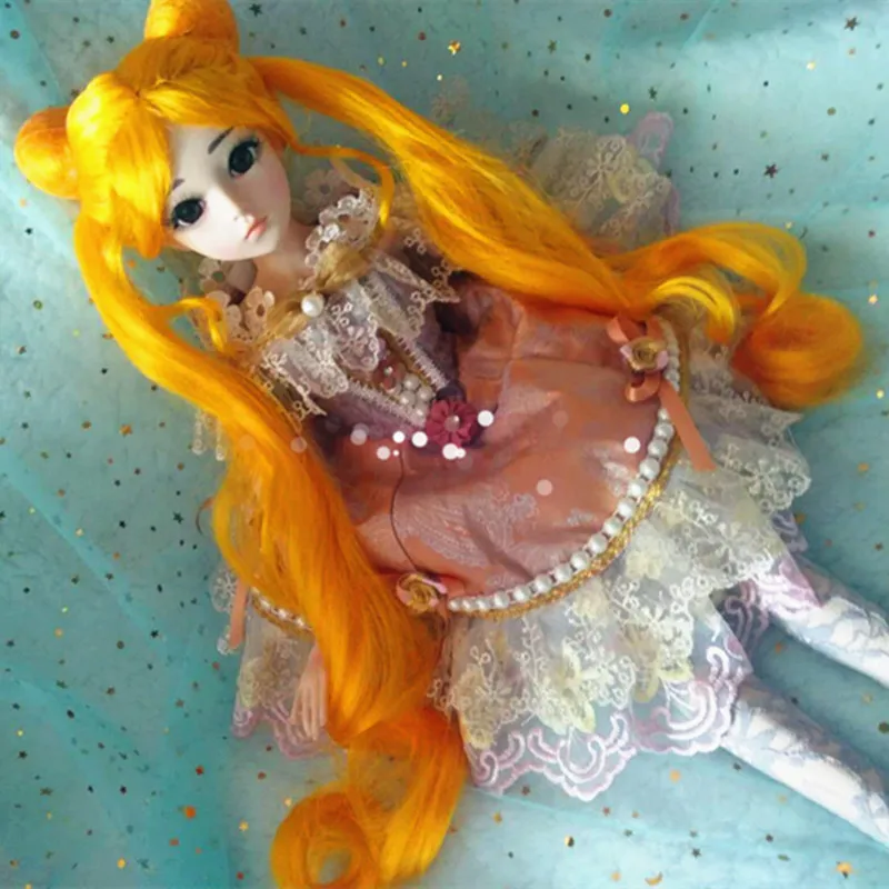 9-10 дюймов BJD кукла парик двойная лошадь серебряный цвет Сейлор лунный парик