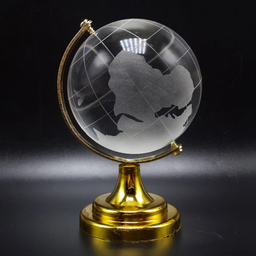 

Business Company World globe Gifts Crystal Glass Earth Ball with Stand Art Craft Collection Room Office Decoration