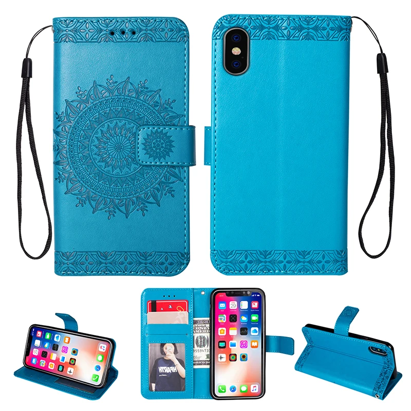Кожаный чехол бумажник для iphone x xs max samsung s8 s9 plus huawei p20 pro honor с откидной крышкой и