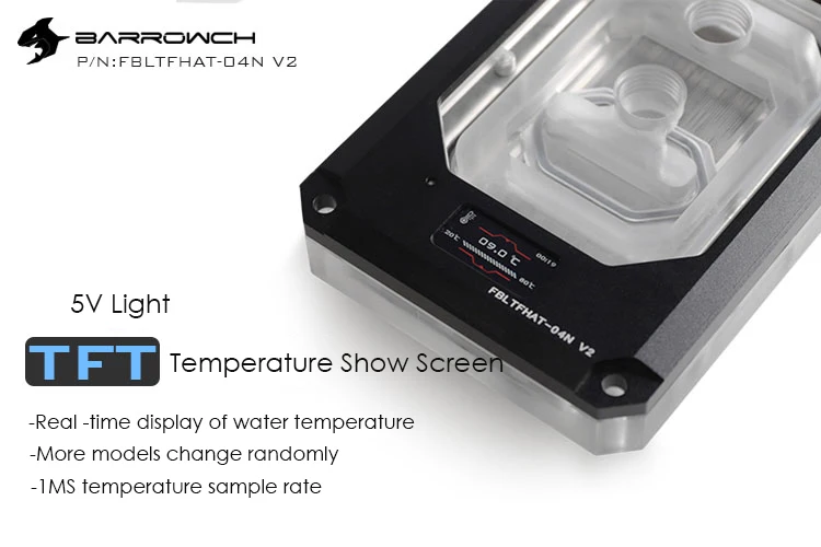 Barrowch OLED дисплей температуры водяного охлаждения FBLTFHAT-04N V2 кулер для процессора AMD Threadripper X399 TR4, SP3 блок процессора