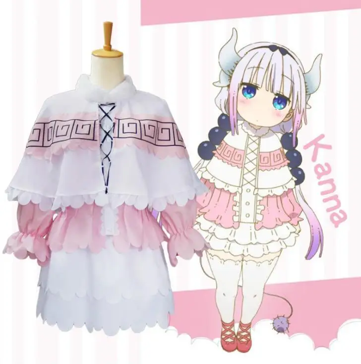Женский костюм для косплея Miss Kobayashi's Dragon Maid Kanna Kamui полный комплект 3 в 1 топ + юбка