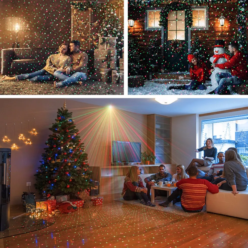 Солнечный наружный лазерный проектор с неподвижными узорами, водонепроницаемый, красного и зеленого цвета, световые точки звезд Xmas Landscape Yard Garden New Year Home.