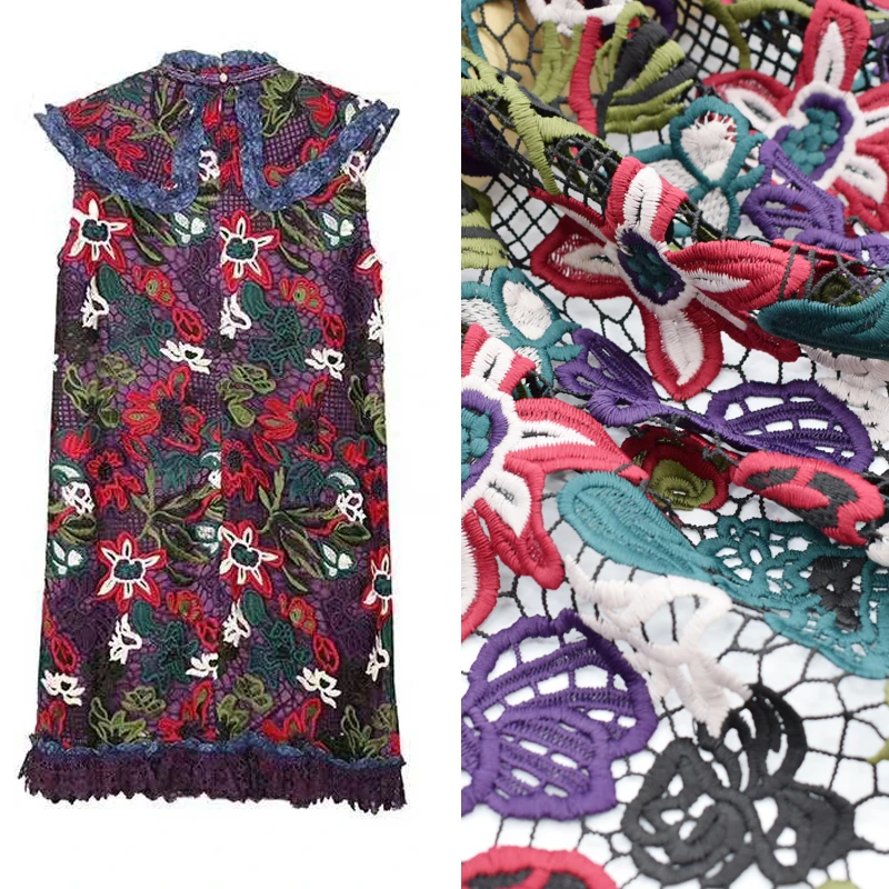 Цветная кружевная ткань Водорастворимая вышивка telas por metros tissu au metre tecido tela shabby chic