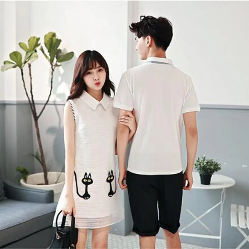 Летняя подходящая одежда для пары мальчиков и девочек милые закругленный