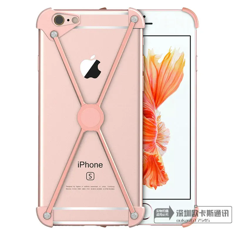 Классный металлический бампер X для iPhone 6s Plus, Магнитный чехол, Алюминиевый винт для рамы, защищенный для iPhone X 8 7 5s/SE, противоударный чехол для телефона - Цвет: rose gold