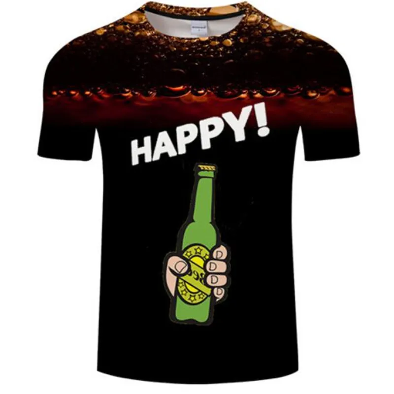 picture color Новинка Мужская 3D футболка банки пива печатных хип хоп Crewneck короткий рукав мужчины/женщины футболки топы Азиатский размер футболка 6xl - Color: picture color