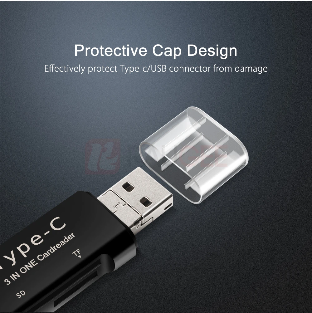 Raugee Micro USB и type-C устройство для чтения карт памяти Универсальный 3 в 1 USB 2,0 SD TF карта адаптер для MacBook PC мобильный телефон