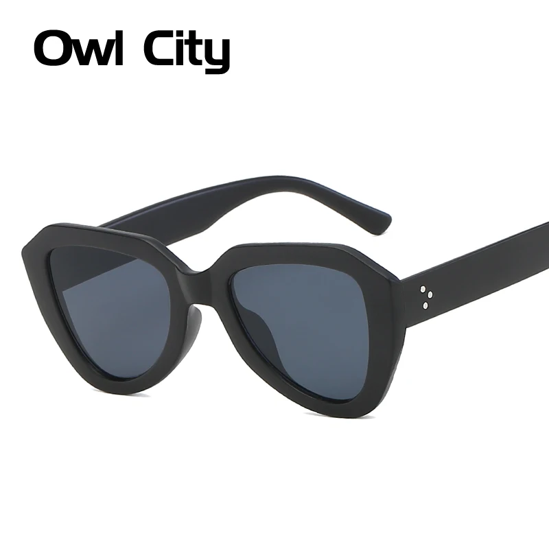 Owl City Vintage Women Sunglasses Triangle Black Ladies Sunglass Retro Men Eyewear Gradient Lens Cat Eye Sun Glasses UV400