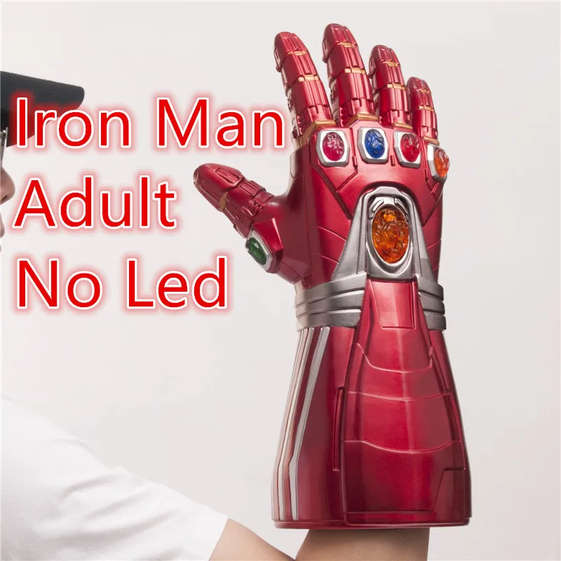 Iron Man Adult NoLed 1:1 светодиодный светильник Железный человек танос камень косплей перчатки Тони Старк супергерой косплей реквизит ПВХ подарок для детей - Цвет: Iron Man Adult NoLed