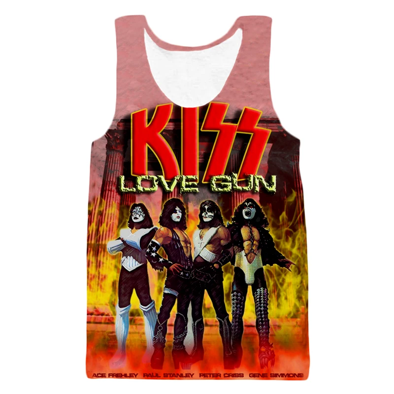 YX GIRL дропшиппинг самый популярный модный жилет с 3D принтом Kiss band хип-хоп мужские повседневные топы ZV260