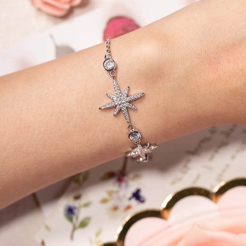 Женский браслет из серебра 100% пробы с фианитом|Гибкие и жесткие браслеты| |