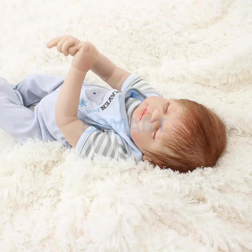 Настоящее прикосновение 22 дюймов Reborn Baby без секса кукла половина силикона Новорожденный ребенок кукла Дети Спящая игрушка сопроводительная игрушка
