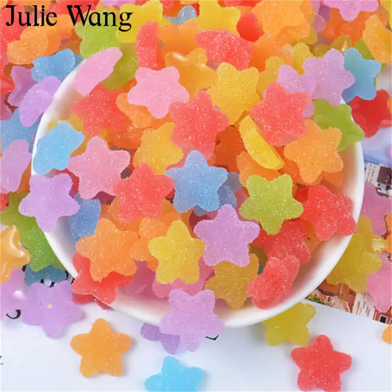Julie Wang 20 шт 18 мм Смола звезда мягкие конфеты слизи кабошон с плоской задней
