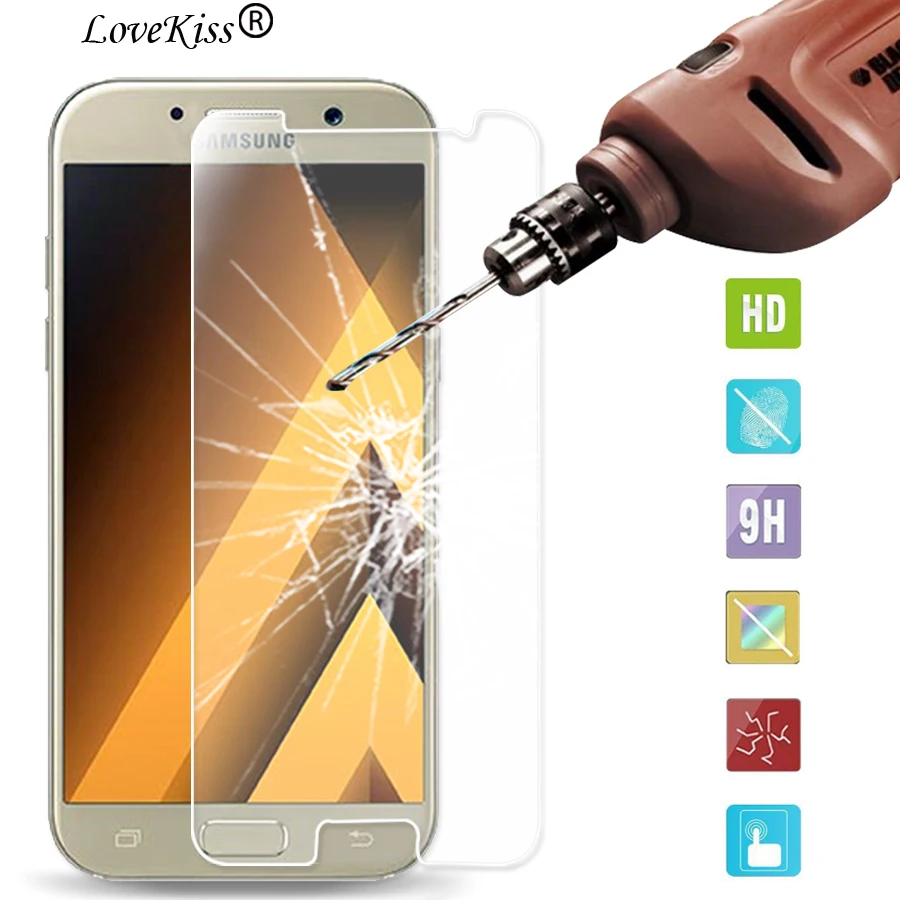 9H Explosion-proof Tempered Glass For Samsung Galaxy A3 A5 A7 2017 A320 A320F A320Y A520 A720 Cover Case Screen Protector Film | Мобильные