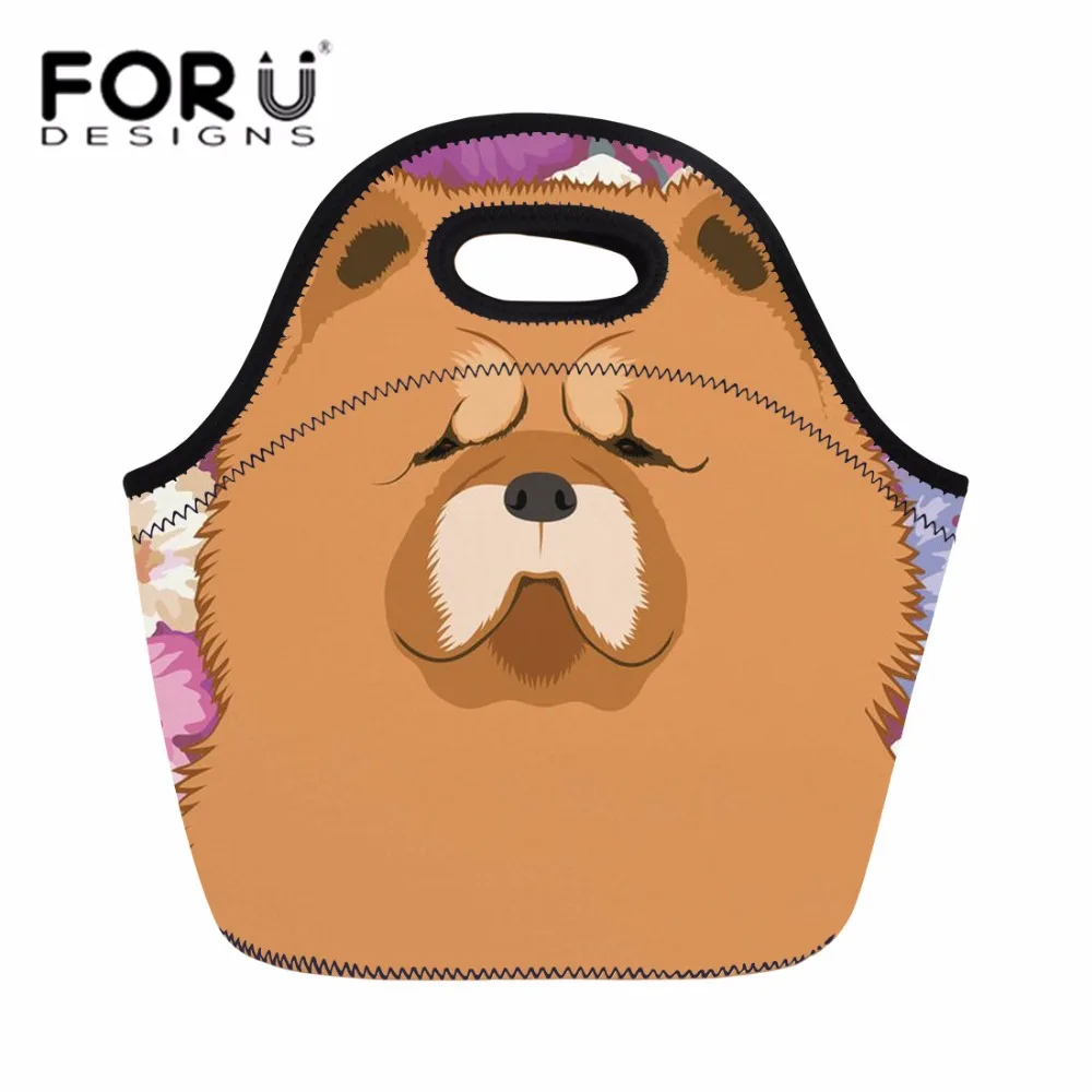 Сумка для ланча FORUDESIGNS Chow с 3D принтом собак неопреновый водонепроницаемый
