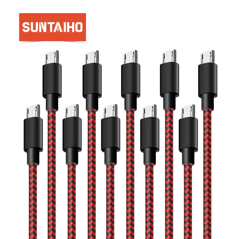 10 шт Suntaiho Micro usb 2.4A нейлоновый кабель для быстрой зарядки USB samsung Xiaomi Android Phone android |
