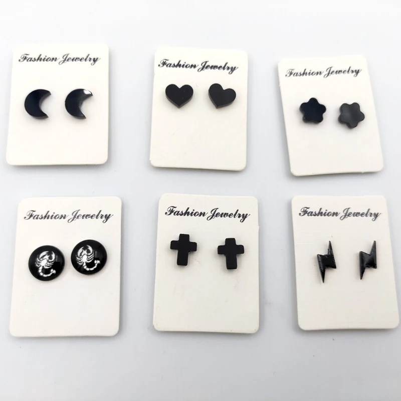 Модные магнитные серьги унисекс панк молния Сердце Крест Поддельные Серьги