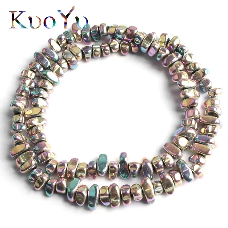 Бусины Из Натурального Гематита плоские ассиметричные многоцветные широкие