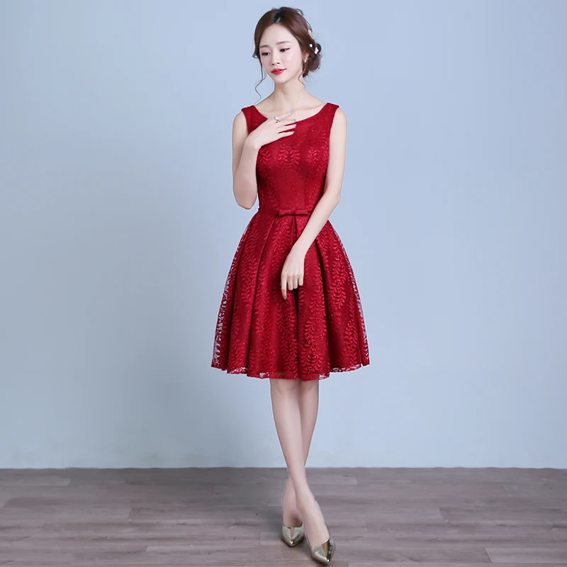 Robe de Cocktail бордовые кружевные коктейльные платья с аппликацией 2016 короткое