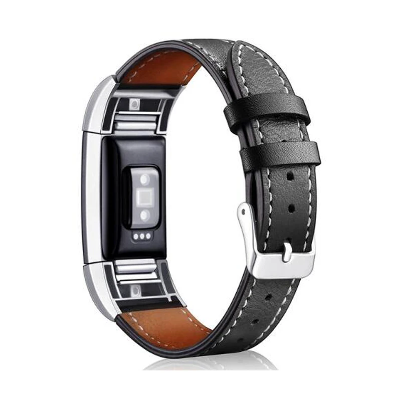 black Ремешок из натуральной кожи для браслета fitbit Charge 2 браслет кожаный сменный браслет наручных часов браслет на запястье correa для fitbit charge2 - Цвет ремешка: black