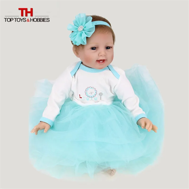 NPKDOLL 55 см живая девочка кукла реборн силиконовая Vinly Bebe куклы голубые глаза дети подарок на день рождения Juguetes