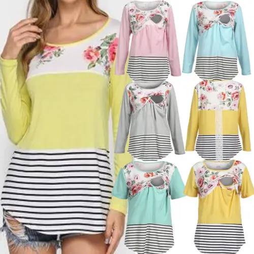 Весенне-осенняя женская футболка с цветочным принтом для беременных | Мать и