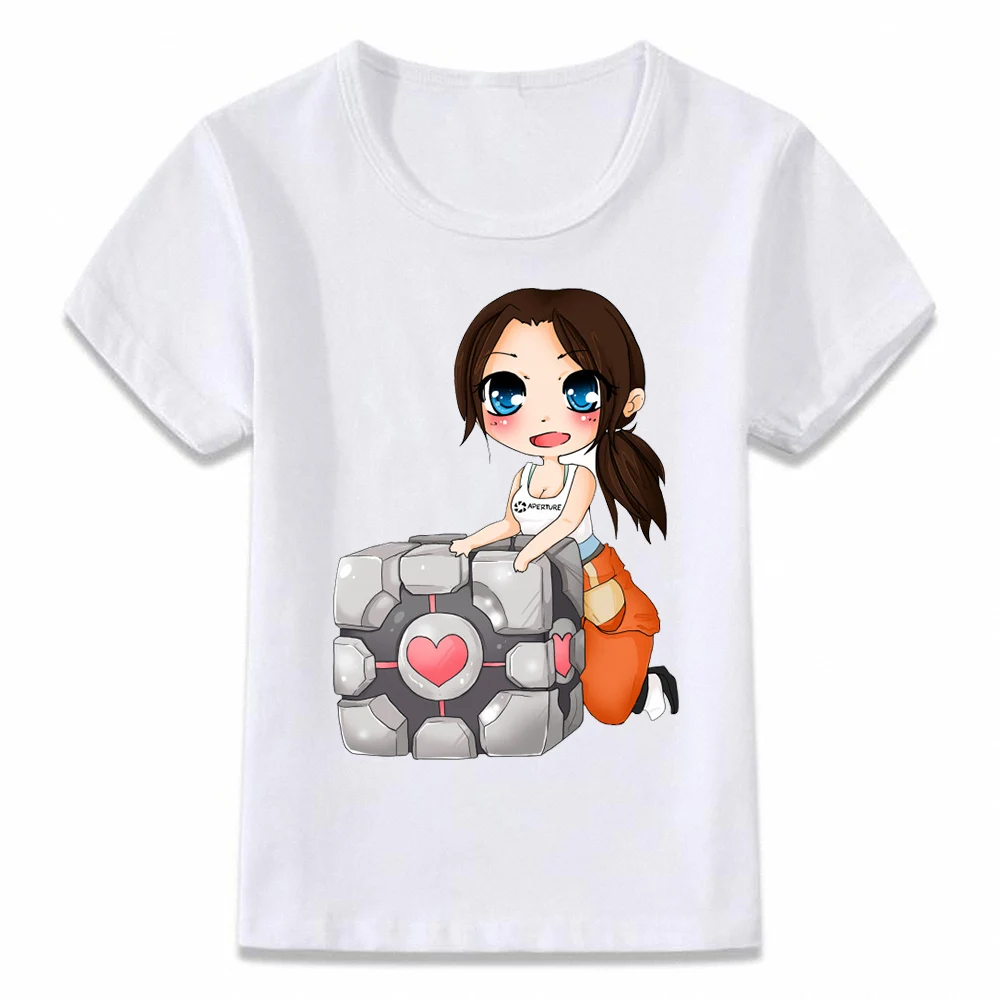 

Детская одежда, футболка портал Chell, тихий протоганист, аниме футболка для мальчиков и девочек, рубашки для малышей Tee oal007