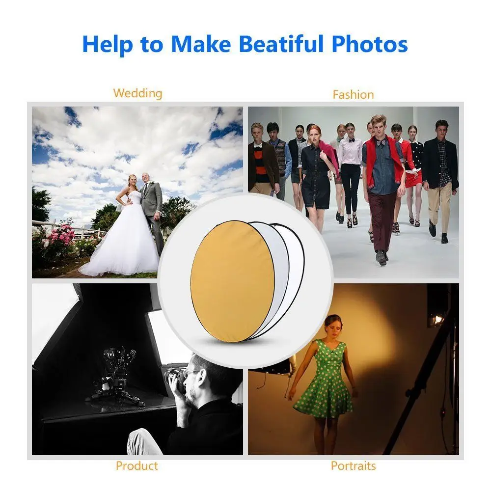 Портативный складной овальный отражатель для фотосъемки 5 в 1 профессиональный