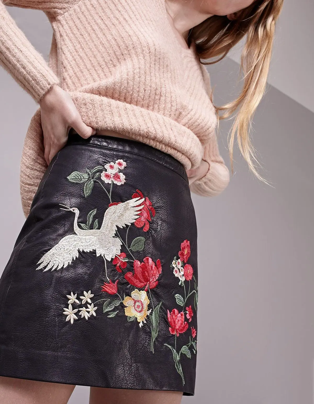 Новинка 2018 юбка с принтом красного цвета и высокой талией|Женские юбки| |